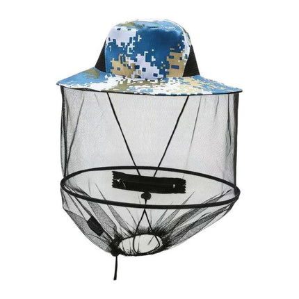 Camouflage-1 Foldable Mosquito Net Fishing Hat with Storage Bag