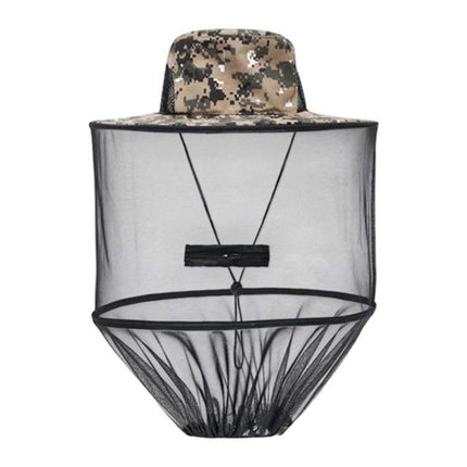 Camouflage-3 Foldable Mosquito Net Fishing Hat with Storage Bag