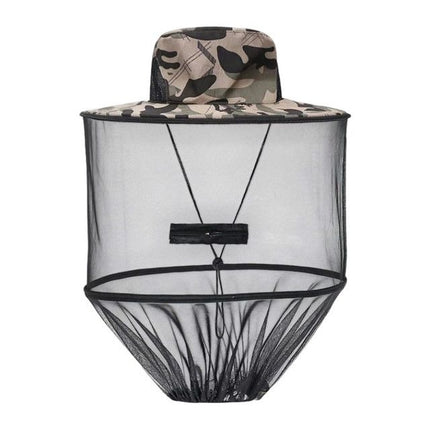 Camouflage-4 Foldable Mosquito Net Fishing Hat with Storage Bag