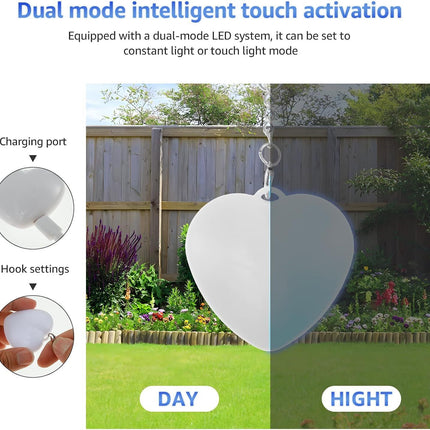 2 Pack Heart Shape Touch Night Light Keychain