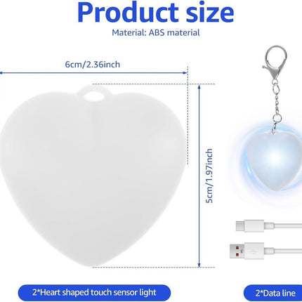 2 Pack Round Shape Touch Night Light Keychain