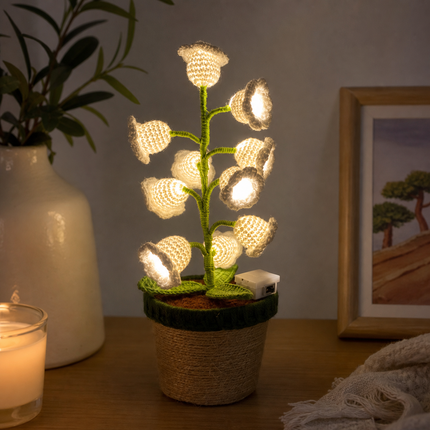 Pink Crochet Single Lily of the Valley Night Light