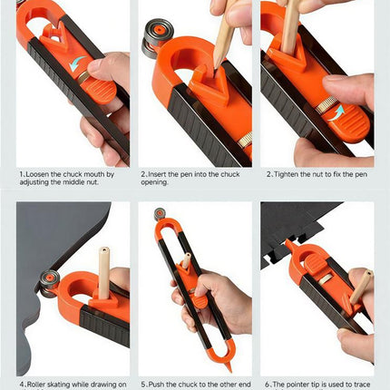 Precision Contour Gauge with Lock Feature & 2 Woodworking Pencils