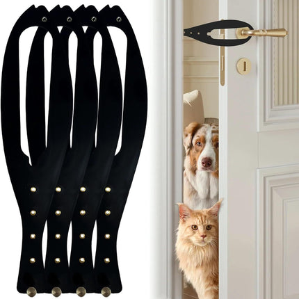 Cat Door Latch with 5 Adjustable Opening 2.5-6" - Cat Access Door Restrictor, Tool-Free Install, Helps Keep Dogs Out of Litter Box and Food, 4 Pack Black