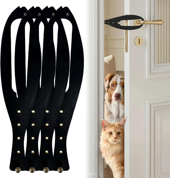 Cat Door Latch with 5 Adjustable Opening 2.5-6" - Cat Access Door Restrictor, Tool-Free Install, Helps Keep Dogs Out of Litter Box and Food, 4 Pack Black
