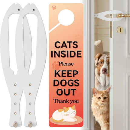 Cat Door Latch with 5 Adjustable Opening 2.5-6" - Cat Access Door Restrictor, Tool-Free Install, Helps Keep Dogs Out of Litter Box and Food, 2 Pack White