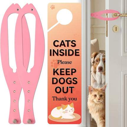 Cat Door Latch with 5 Adjustable Opening 2.5-6" - Cat Access Door Restrictor, Tool-Free Install, Helps Keep Dogs Out of Litter Box and Food, 2 Pack Pink