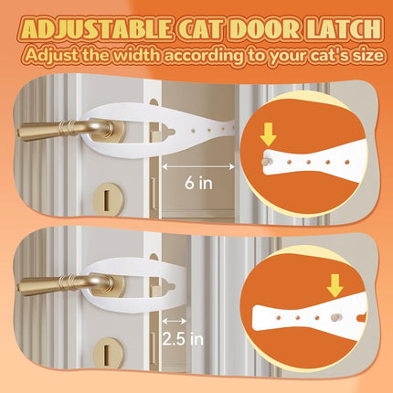 Cat Door Latch with 5 Adjustable Opening 2.5-6" - Cat Access Door Restrictor, Tool-Free Install, Helps Keep Dogs Out of Litter Box and Food, 2 Pack Pink