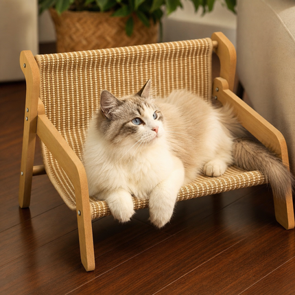 53.5 X 46 X 28 CM Large Cat Scratcher Sofa Bed with Wooden Elevated