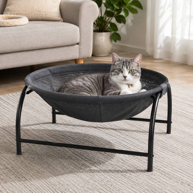 Dark Grey Elevated Cat Hammock Bed