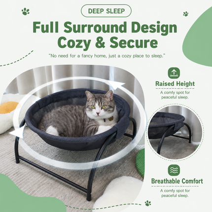 Grey Elevated Cat Hammock Bed