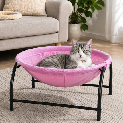 Pink Elevated Cat Hammock Bed