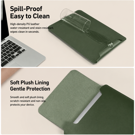 4 in 1 Pink Soft PU Leather Laptop Sleeve with Stand, Mouse Pad and Power Pouch - Lightweight Portable Case for 15/16 Inch Laptops