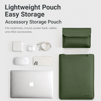 4 in 1 Pink Soft PU Leather Laptop Sleeve with Stand, Mouse Pad and Power Pouch - Lightweight Portable Case for 15/16 Inch Laptops