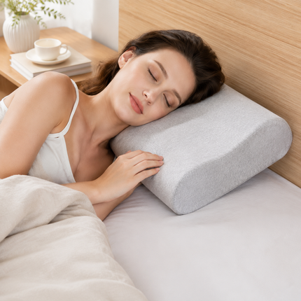 2 Pack Wave Shaped Contour Memory Foam Pillow with Washable Bamboo Fibre Covers - 3-5 Second Slow Rebound and High Low Neck Support for Back and Side Sleepers, 55 x 35 CM / F51 Style