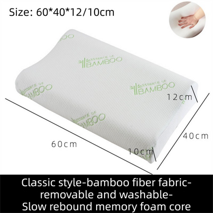 2 Pack Wave Shaped Contour Memory Foam Pillow with Washable Bamboo Fibre Covers - 3-5 Second Slow Rebound and High Low Neck Support for Back and Side Sleepers, 60 x 40 CM / F51 Style