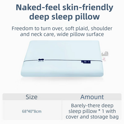 Blue Deep Sleep Slow Rebound Memory Foam Pillow with Washable Cover and Storage Bag - Broad Surface and All-Around Neck Support, 68 x 40 x 10 cm for Back and Side Sleepers