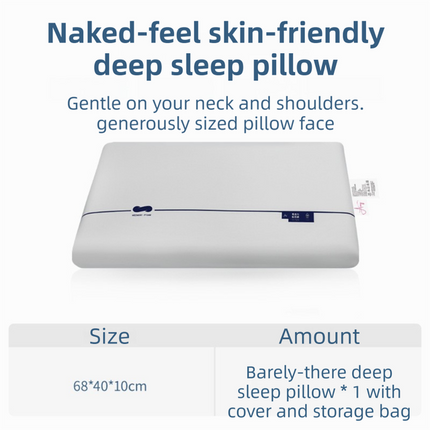 Grey Deep Sleep Slow Rebound Memory Foam Pillow with Washable Cover and Storage Bag - Broad Surface and All-Around Neck Support, 68 x 40 x 8 cm for Back and Side Sleepers