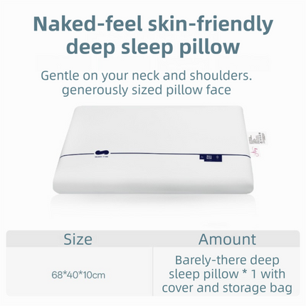 White Deep Sleep Slow Rebound Memory Foam Pillow with Washable Cover and Storage Bag - Broad Surface and All-Around Neck Support, 68 x 40 x 10 cm for Back and Side Sleepers
