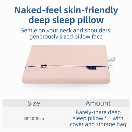 Pink Deep Sleep Slow Rebound Memory Foam Pillow with Washable Cover and Storage Bag - Broad Surface and All-Around Neck Support, 68 x 40 x 8 cm for Back and Side Sleepers