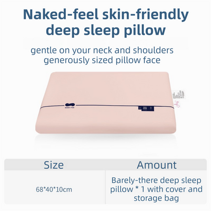Pink Deep Sleep Slow Rebound Memory Foam Pillow with Washable Cover and Storage Bag - Broad Surface and All-Around Neck Support, 68 x 40 x 10 cm for Back and Side Sleepers