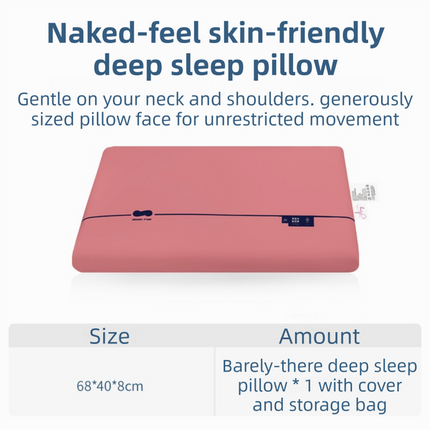 Rose Red Deep Sleep Slow Rebound Memory Foam Pillow with Washable Cover and Storage Bag - Broad Surface and All-Around Neck Support, 68 x 40 x 8 cm for Back and Side Sleepers