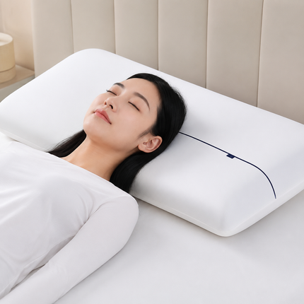 Rose Red Deep Sleep Slow Rebound Memory Foam Pillow with Washable Cover and Storage Bag - Broad Surface and All-Around Neck Support, 68 x 40 x 8 cm for Back and Side Sleepers