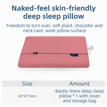 Rose Red Deep Sleep Slow Rebound Memory Foam Pillow with Washable Cover and Storage Bag - Broad Surface and All-Around Neck Support, 68 x 40 x 10 cm for Back and Side Sleepers