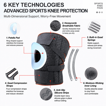 Black Sports Knee Brace 1 Pair