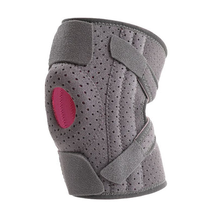 Grey and Rose Red Breathable Sports Knee Brace 1 Pair