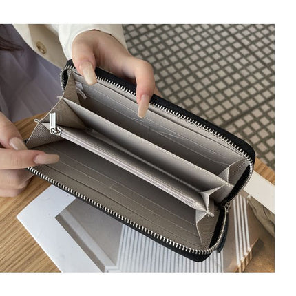 Green Women's Genuine Leather Long Wallet - Zip Closure Clutch Purse with Multi Compartment Card, Cash and Phone Storage for Everyday Use and Travel