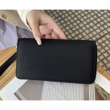 Khaki Women's Genuine Leather Long Wallet - Zip Closure Clutch Purse with Multi Compartment Card, Cash and Phone Storage for Everyday Use and Travel