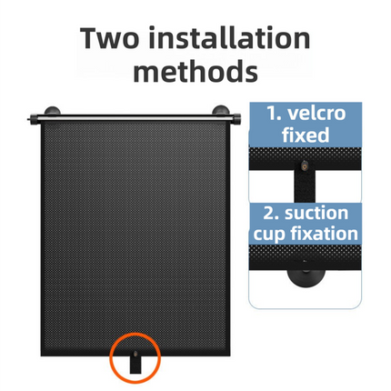1 Pair Retractable Car Side Window Sun Shade (40 x 45CM) - 6 Layer Vinyl Insulation Reflective Roller Blinds, One Click Auto Rewind, One-Way Privacy, Universal Suction Cup & Velcro Fit