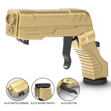 Multifunctional Champagne Gun with Bottle Opener and Spray Dispenser - Alloy Party Beverage Fun Sprayer for Wine Beer Champagne Carbonated Drinks, 2 Pack Gold