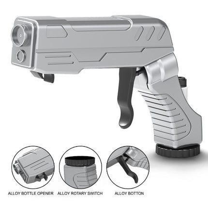 Multifunctional Champagne Gun with Bottle Opener and Spray Dispenser - Alloy Party Beverage Fun Sprayer for Wine Beer Champagne Carbonated Drinks, 2 Pack Silver