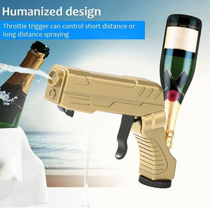 Multifunctional Champagne Gun with Bottle Opener and Spray Dispenser - Alloy Party Beverage Fun Sprayer for Wine Beer Champagne Carbonated Drinks, 2 Pack Silver