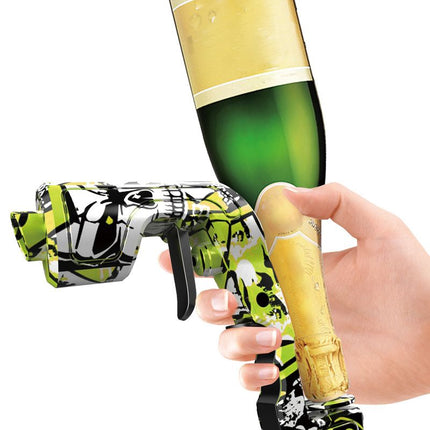Multifunctional Champagne Gun with Bottle Opener and Spray Dispenser - Party Beverage Fun Sprayer for Wine Beer Champagne Carbonated Drinks, 2 Pack Black