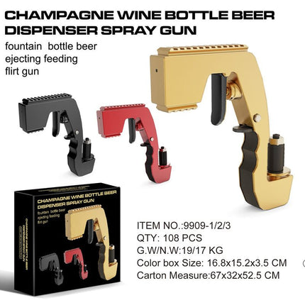 Multifunctional Champagne Gun with Bottle Opener and Spray Dispenser - Party Beverage Fun Sprayer for Wine Beer Champagne Carbonated Drinks, 2 Pack Red