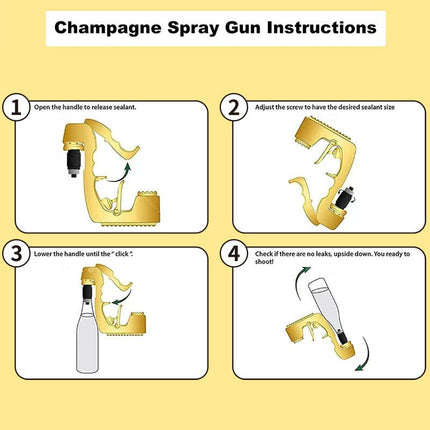 Multifunctional Champagne Gun with Bottle Opener and Spray Dispenser - Party Beverage Fun Sprayer for Wine Beer Champagne Carbonated Drinks, 2 Pack Silver