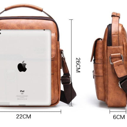 4PCS Black Retro Business Casual Bag Set with Soft PU Leather Messenger Bag, Handbag, Long & Short Wallet - Large Capacity Multi Compartments and Structured Shape for 8" Ipad Phone Umbrella Cup