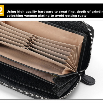 Green Genuine Leather Women's Long Wallet with RFID Blocking & Hidden NFC  - Large Capacity Phone Purse with 180° Zipper Closure, 18 Card Slots, Coin/Cash Pockets and for Daily Travel Use