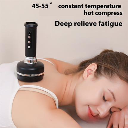 Electric Heated Gua Sha Massager(Black 3000mAh) - USB Rechargeable Red Light Cupping Device with 8 Magnetic Rollers, 30-Level Negative Pressure & Temp, LCD Display, One Key Relief and 15-Minute Timer