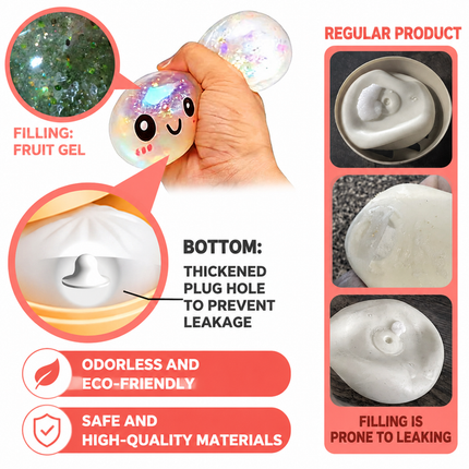Realistic Steamed Bun Squishy Stress Relief Toy with Steamer Basket - Gold Glitter TPR Slow Rebound Squeeze Fidget for Adults