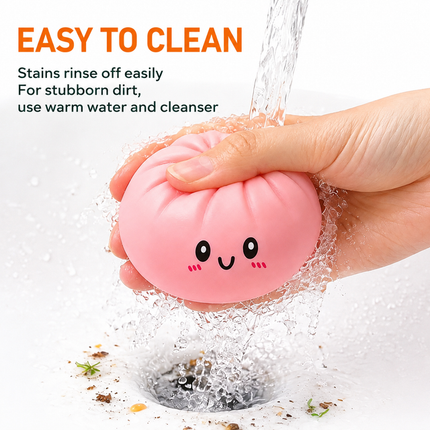 Realistic Steamed Bun Squishy Stress Relief Toy with Steamer Basket - Cyan Glitter TPR Slow Rebound Squeeze Fidget for Adults