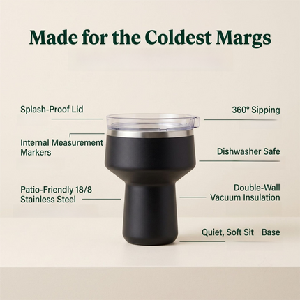 White 470ML Stainless Steel Martini Tumbler Cup with 360°Salt & Sip Lid, Internal Markers and Straw - Double Wall Vacuum Insulated Drink Cup for Coffee Cocktails Cold Drinks and Outdoor Use