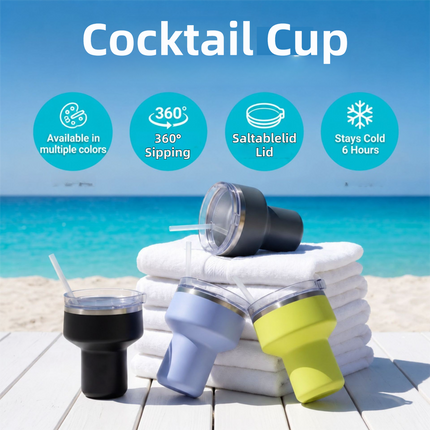 Red 470ML Stainless Steel Martini Tumbler Cup with 360°Salt & Sip Lid, Internal Markers and Straw - Double Wall Vacuum Insulated Drink Cup for Coffee Cocktails Cold Drinks and Outdoor Use