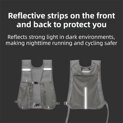 Black Lightweight Running Hydration Vest Backpack + 500ML Water Bottle - Breathable Mesh Reflective Sports Pack with 4 Straps, Cup / Phone Holder and Back Zipper Pocket for Marathon Hiking Cycling Trail Running