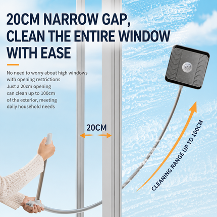 Lightweight Interior & Exterior Window Cleaner with 160CM Extendable Aluminium Pole & 5 Cleaning Pad - 2-in-1 360° Rotating Microfibre Scrubber and Squeegee for Most Household High Rise Windows