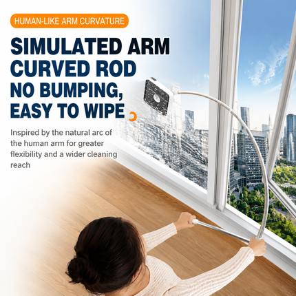 Lightweight Interior & Exterior Window Cleaner with 130CM Extendable Aluminium Pole & Cleaning Pad - 2-in-1 360° Rotating Microfibre Scrubber and Squeegee for Most Household High Rise Windows