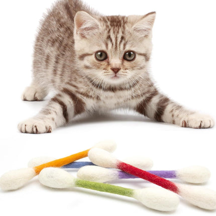 6 Pack Red Cotton Swab Stick Cat Toys with Catnip - Durable for Chew, 15cm Soft Plush Teaser Kitty Toy Gift for Boredom Anxiety Exercise Play